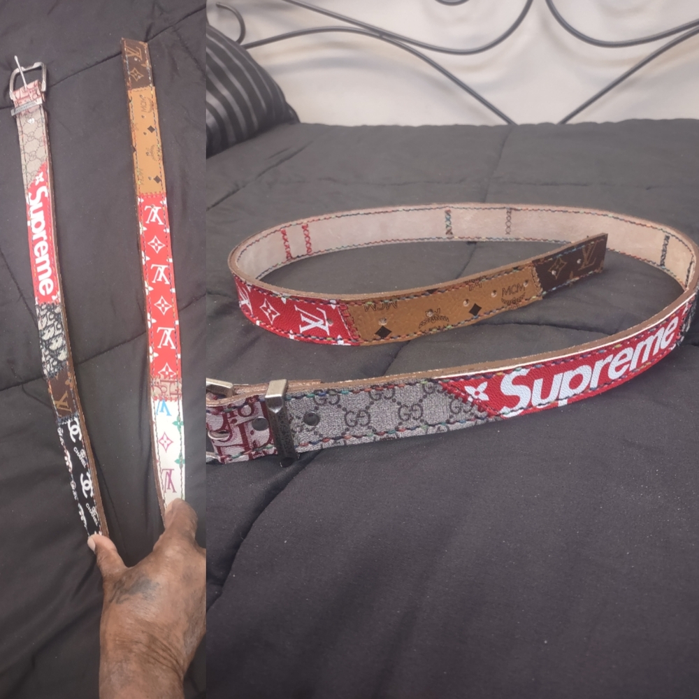 Repurposed Patchwork Leather Belt  ( Size 40 )